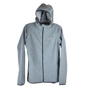 Columbia Womens Miller Peak Softshell Gray Jacket Sz Small Water Repellant Hood